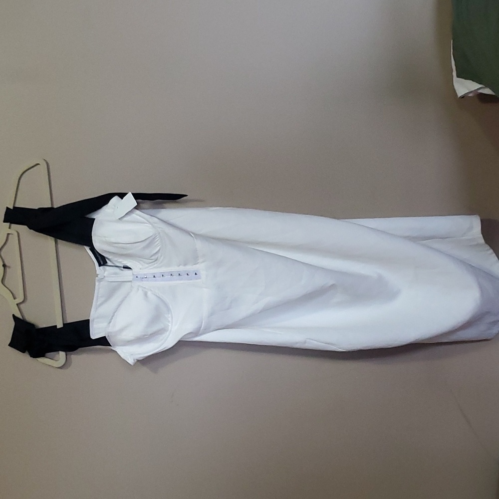 PrettyLittleThing White Midi Dress with Black Tie Straps